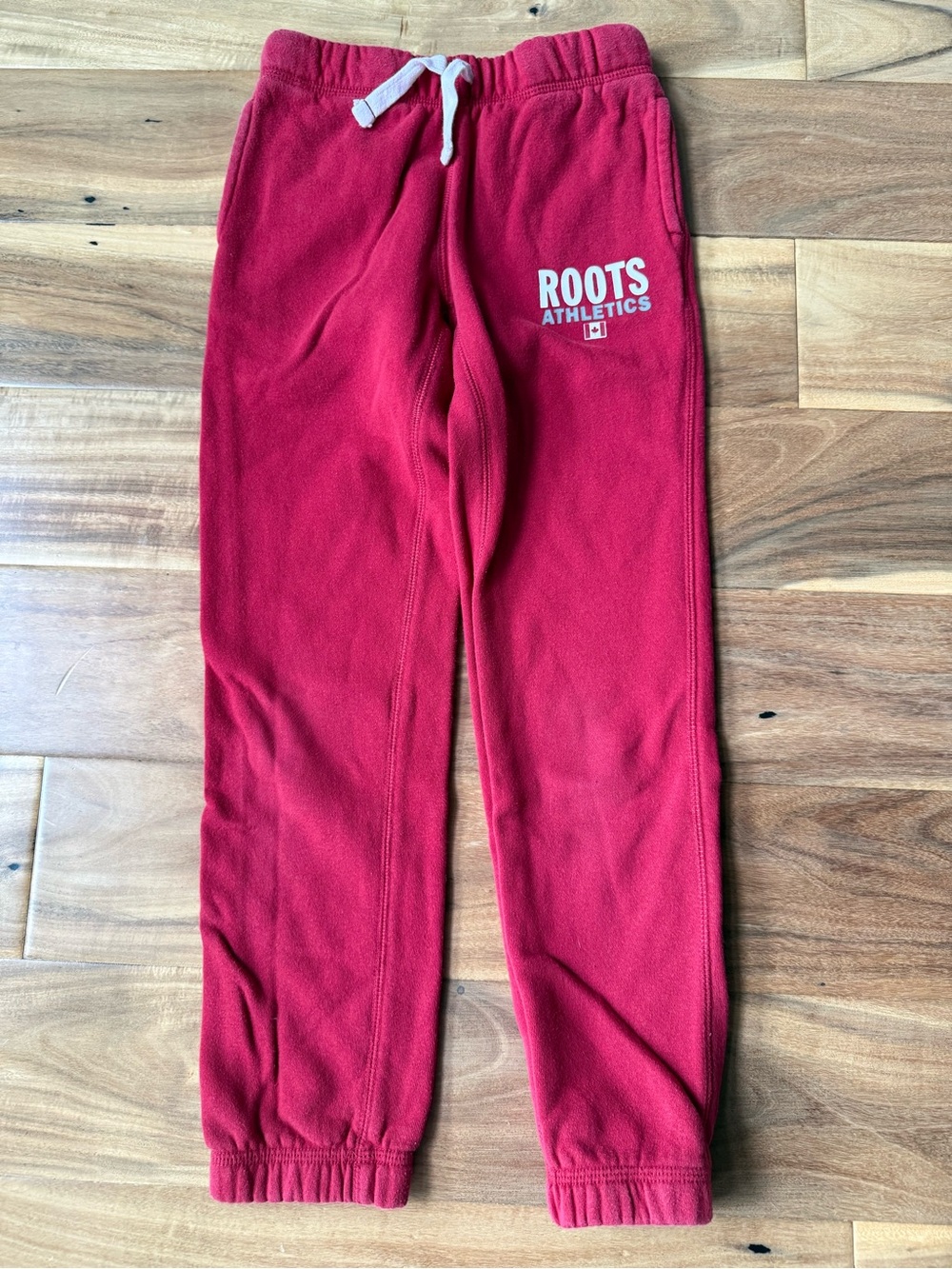 Roots Red Kids Sweatpants with White Drawstring